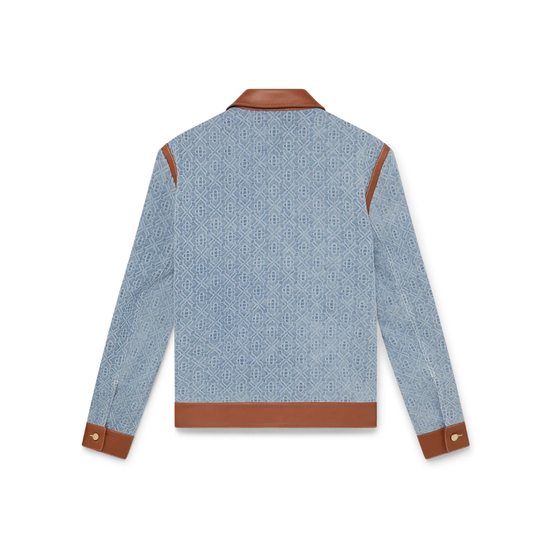 Casablanca Diamond Monogram Denim Leather Trim Jacket