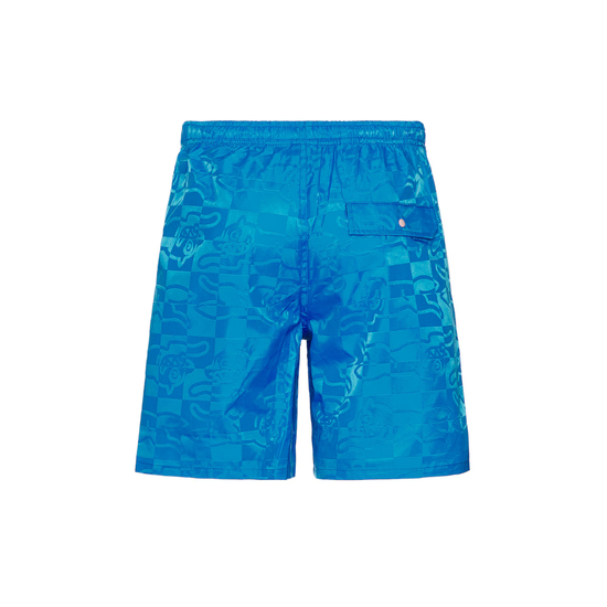 Running Check Shorts - French Blue