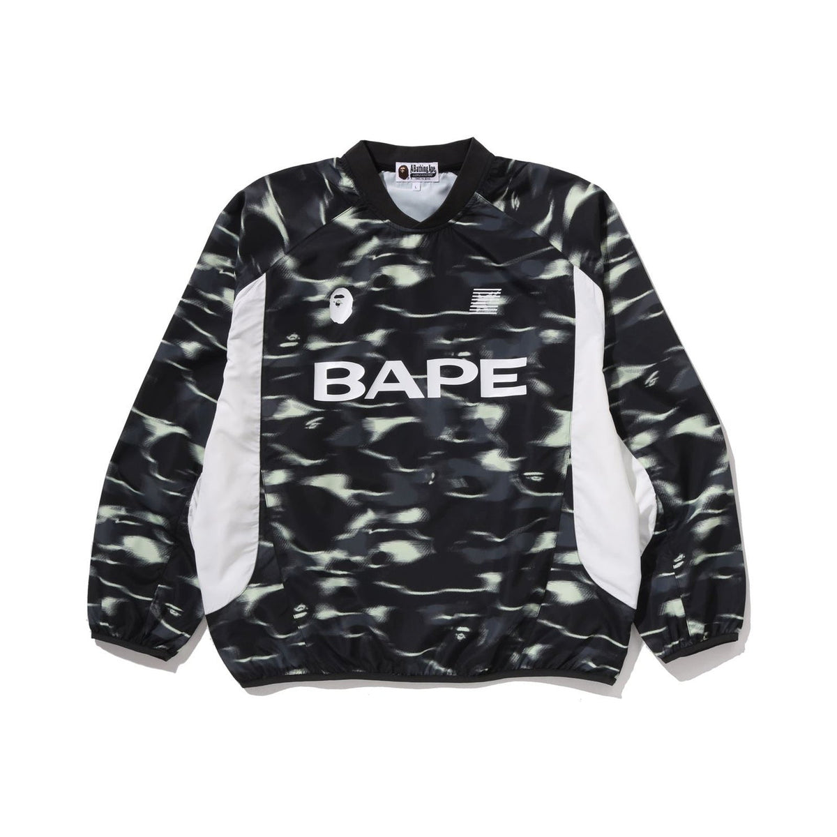 BAPE SCREEN CAMO FOOTBALL LOGO RELAXED FIT CREWNECK SWEATSHIRT – BLACK, Produktansicht 1