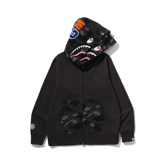 BAPE Color Camo Shark Full Zip Double Hoodie – Black