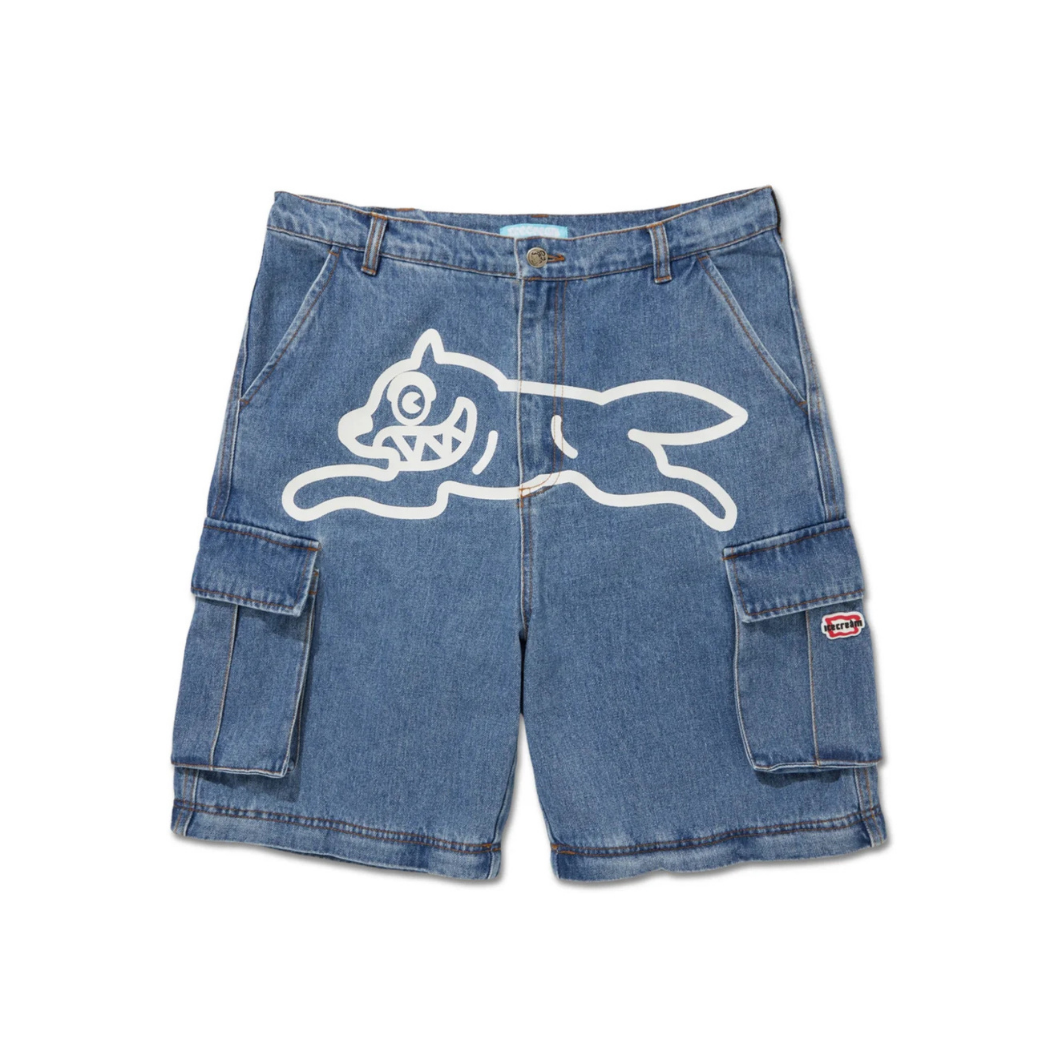 2WAY WASHED DENIM CARGO PANTS - BLUE