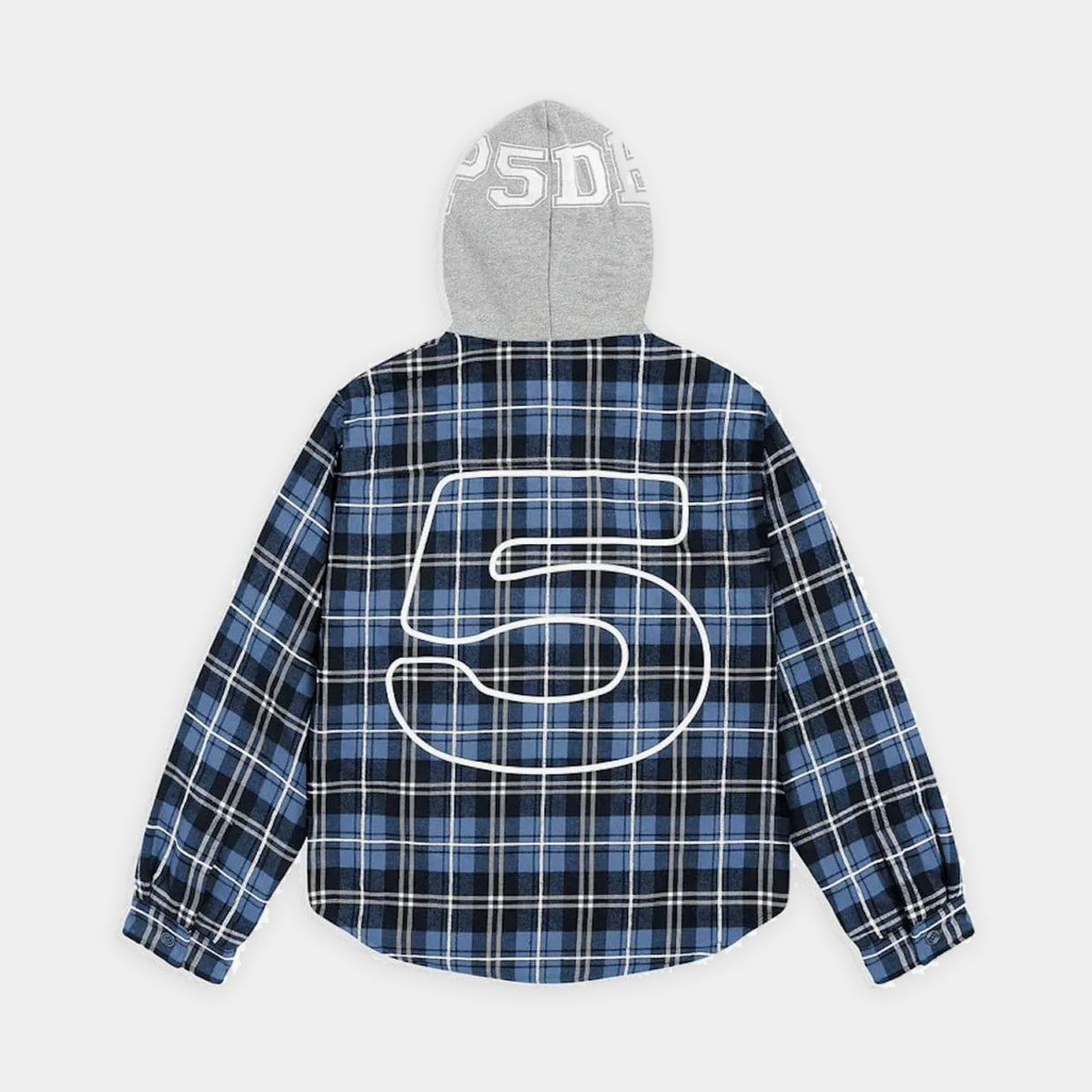 Sp5der Hooded Zip Flannel Shirt Jacket – Blue Plaid – Rückseite