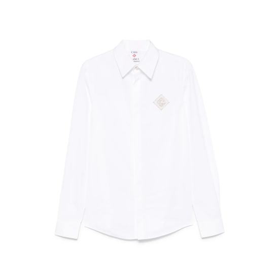 Long Sleeve Hand Embroidered Monogram Patch Shirt