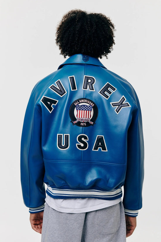 AVIREX Icon Lederjacke - Blaugrün