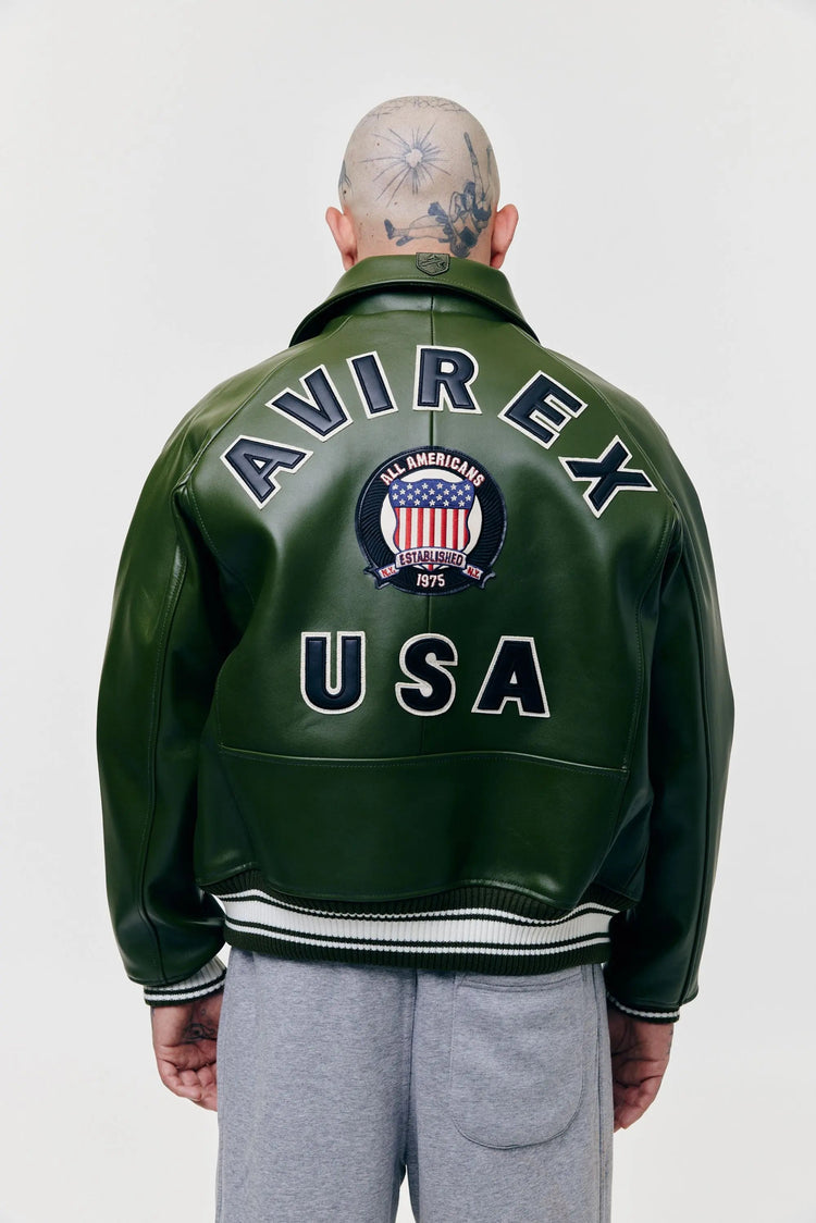 AVIREX Icon Lederjacke - Olive