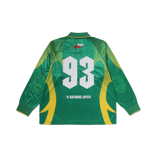 BAPE Ape Flame Monogram Jacquard Logo Relaxed Fit Football Jersey – Green