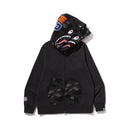BAPE COLOR CAMO SHARK FULL ZIP DOUBLE HOODIE – BLACK, Produktansicht 1