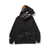 BAPE COLOR CAMO SHARK FULL ZIP DOUBLE HOODIE – BLACK, Produktansicht 1