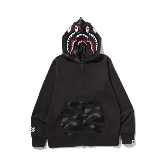 BAPE Color Camo Shark Full Zip Double Hoodie – Black