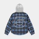 Sp5der Hooded Zip Flannel Shirt Jacket – Blue Plaid – Rückseite