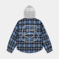 Sp5der Hooded Zip Flannel Shirt Jacket – Blue Plaid – Rückseite